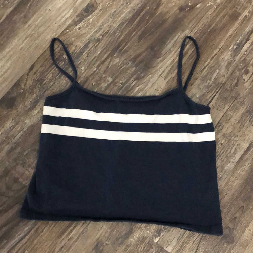 Navy White Stripe Tank Top Crop